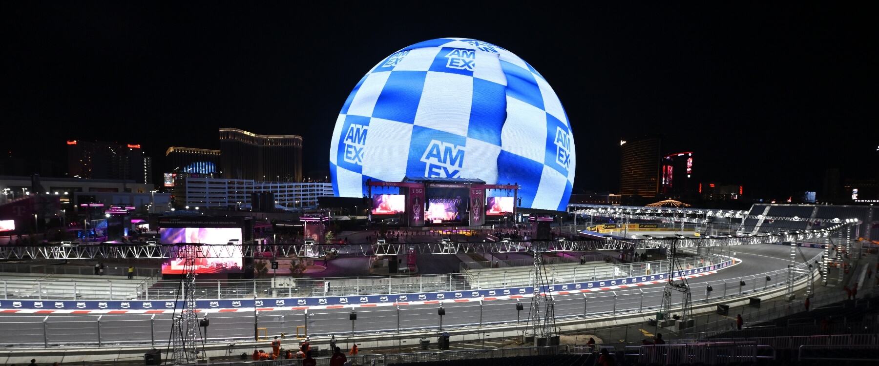 American Express sphere behind the F1 track