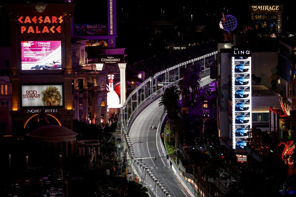 Car driving past the Linq