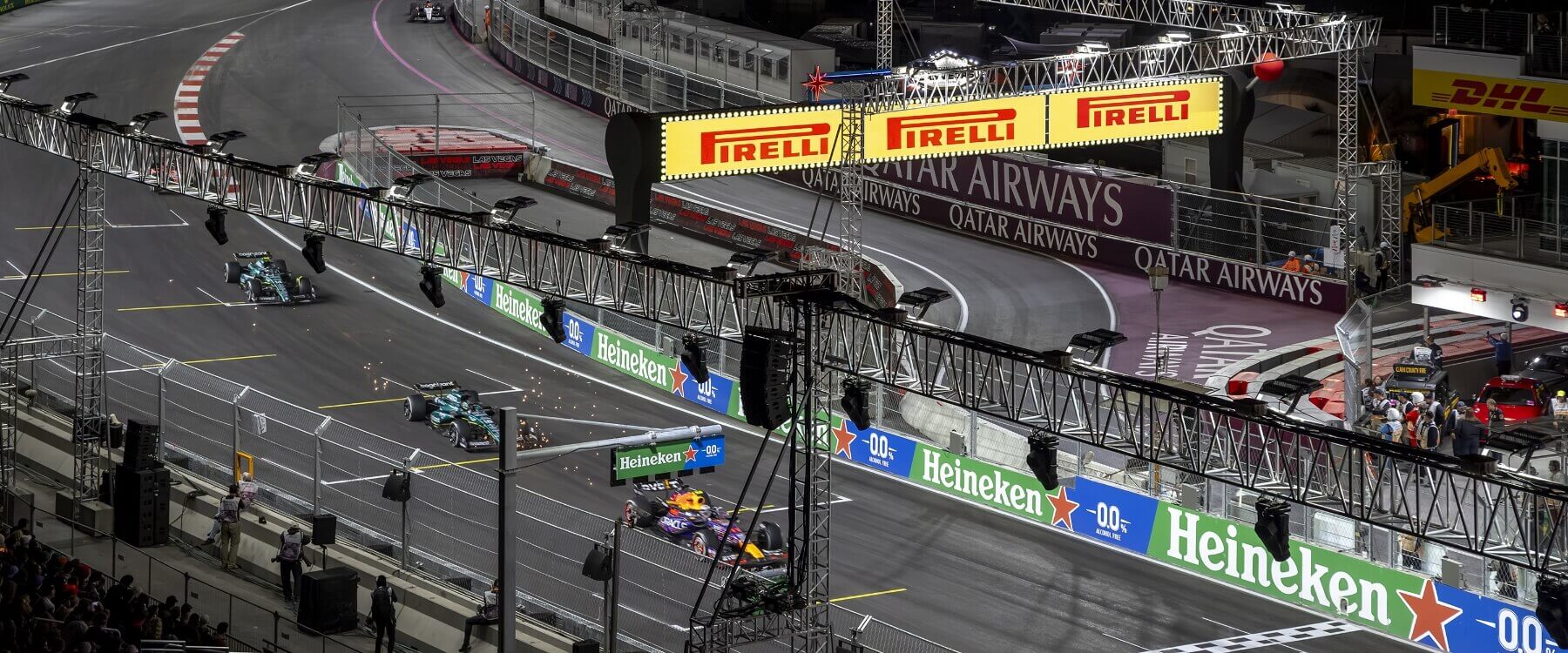 Cars in line racing on the track